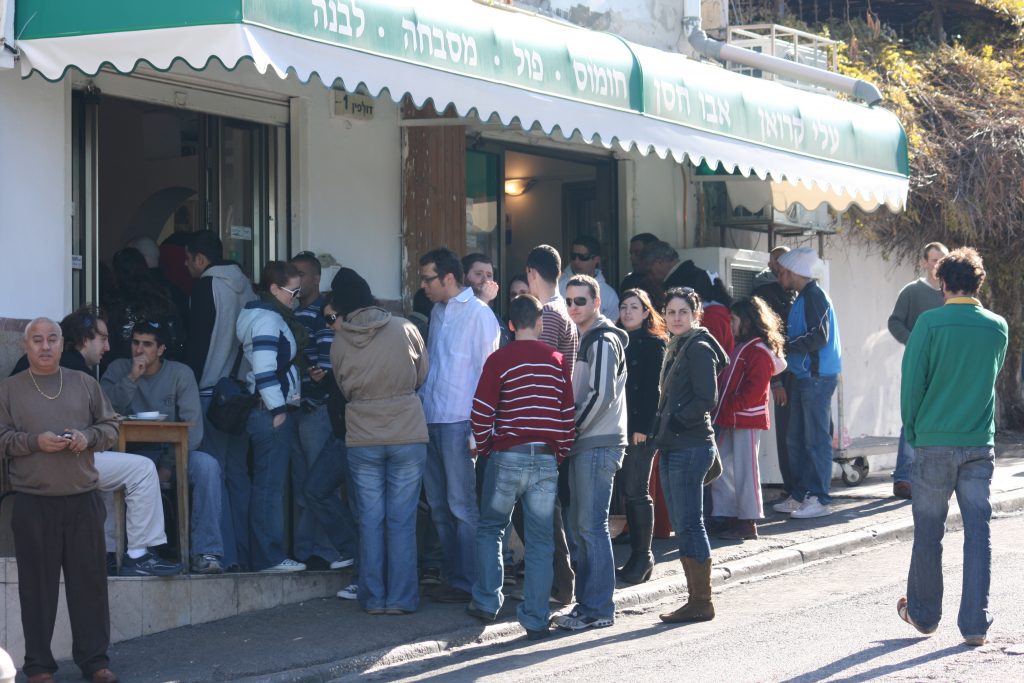 People standing in line for Ali Karavan's Hummus